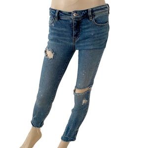 Free People- blue distressed ankle skinny denim jeans- 27
